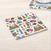 USAシンボルヴィンテージシームレスパターン スクエアペーパーコースター (アングル)