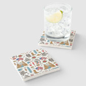 USAシンボルヴィンテージシームレスパターン ストーンコースター (横)