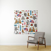 USAシンボルヴィンテージシームレスパターン タペストリー (インサイチュ)