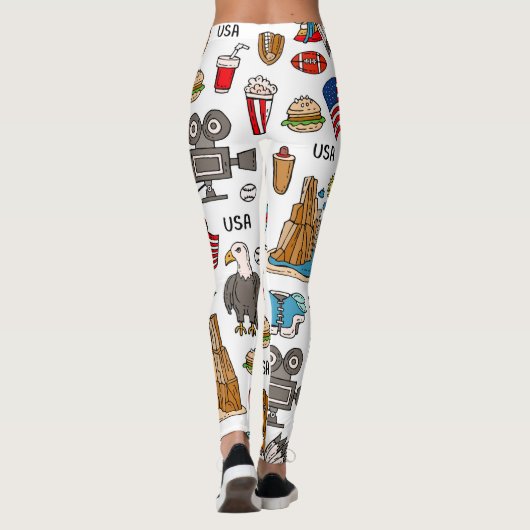 USAシンボルヴィンテージシームレスパターン レギンス (裏面)