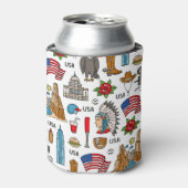 USAシンボルヴィンテージシームレスパターン 缶クーラー (缶正面)