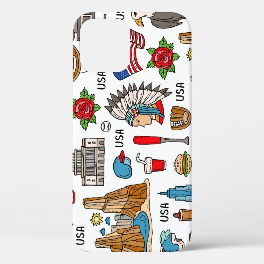 USAシンボルヴィンテージシームレスパターン Case-Mate iPhoneケース (裏面)