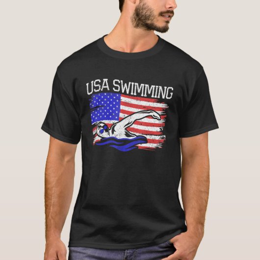 USAスイミングアメリカスイム水中競技スポーツアスリートアメリカ Tシャツ (正面)