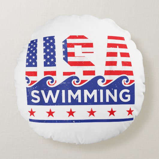 USAスイミングアートワークfor A泳ぐ人 ラウンドクッション (正面)