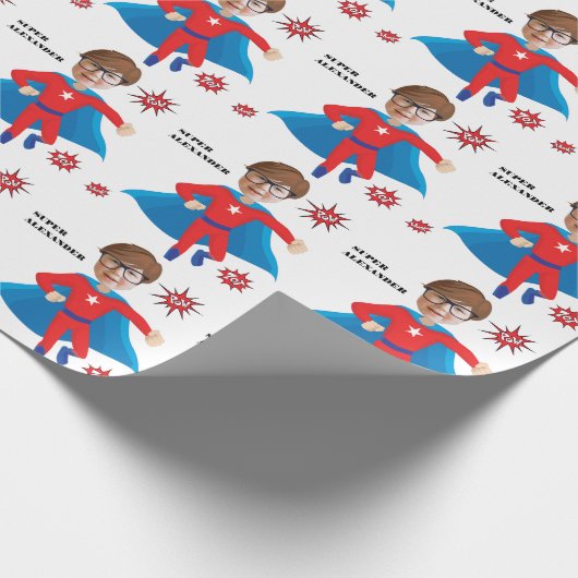 USAスーパーヒーローボーイファブ誕生日 ラッピングペーパー (角)