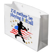 USAソフトボール選手がソフトボールを愛するデザイン ラージペーパーバッグ (裏面アングル)