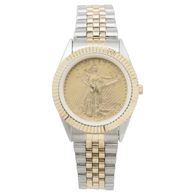 USAダブルイーグルセントゴーデンズ1924金ゴールドコイン$20 腕時計 (正面)