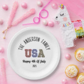 USAチータプリントパーソナライズされた懇親会名 ペーパープレート (パーティー)