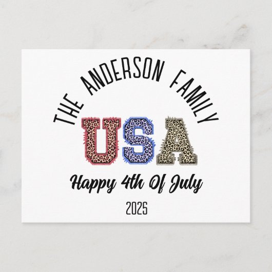 USAチータプリントパーソナライズされた懇親会名 ポストカード (正面)