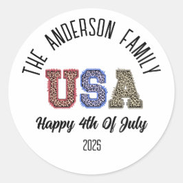 USAチータプリントパーソナライズされた懇親会名 ラウンドシール