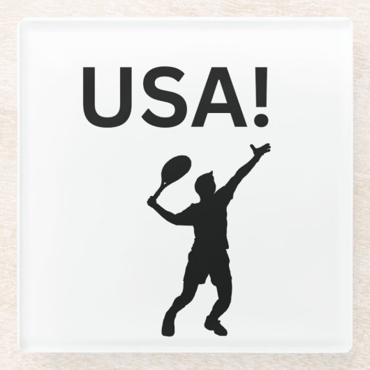 USAテニスプレイヤー愛国スポーツスタイル ガラスコースター (正面)