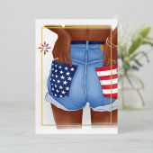 USAデニムガールバースデーパーティーフォイル招待状 箔招待状 (立ち正面)