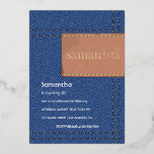 USAデニムガールバースデーパーティーフォイル招待状 箔招待状 (裏面)