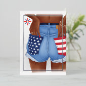 USAデニムガールバースデーパーティーフォイル招待状 箔招待状 (立ち正面)