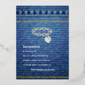 USAデニムガールバースデーパーティーフォイル招待状 箔招待状 (裏面)