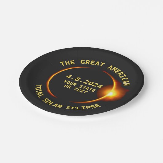 USAトータル太陽のEclipseパーティー4/8/2024カスタム文字 ペーパープレート (アングル)