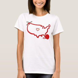 USAニットハートマップ - アメリカの毛糸愛好家 Tシャツ