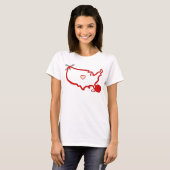 USAニットハートマップ - アメリカの毛糸愛好家 Tシャツ (正面フル)
