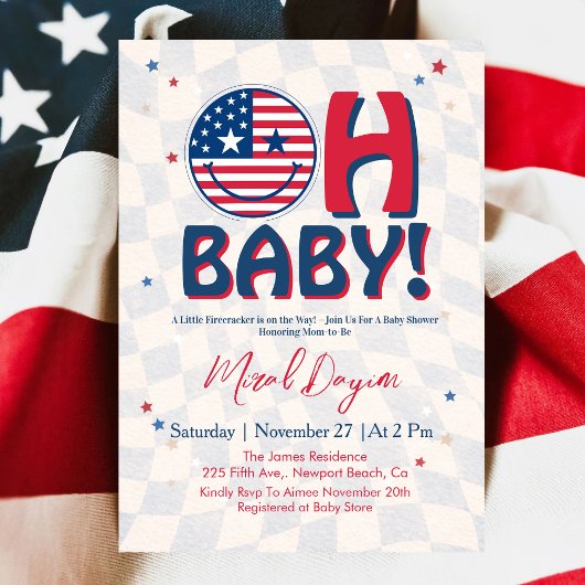USAハッピーフェイス グルービーな愛国心溢れるOh Baby ショー 招待状