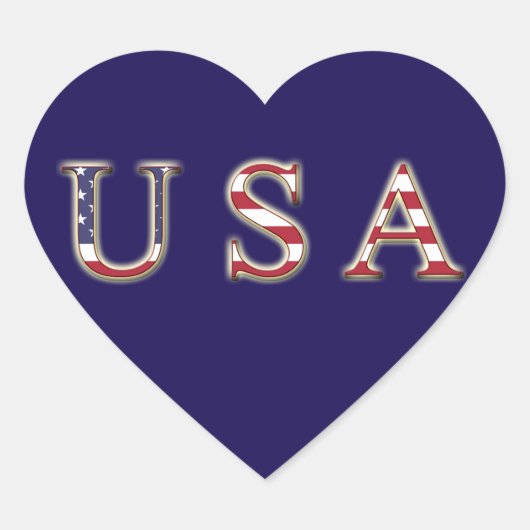 USAハートステッカー、光沢 ハートシール (正面)