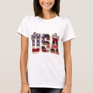 USAパッチワークシャツPNG、レトロな7月4日の独立記念日デザイン Tシャツ