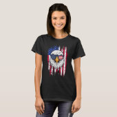 USAフラグとアメリカハクトウワシ グランジ Tシャツ (正面フル)