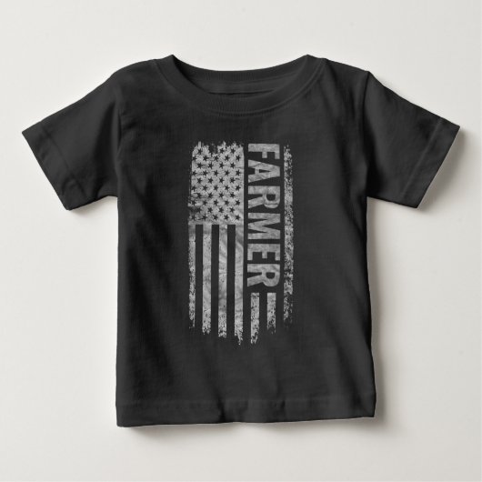 USAフラグのディストressedデザインの農家向け ベビーTシャツ (正面)