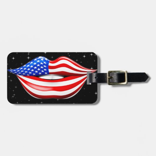 USAフラグのリップ笑顔の唇の荷物タグ ラゲッジタグ (正面横)