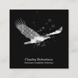 *~* USAフラグアメリカンイーグルグレーオンブラック スクエア名刺