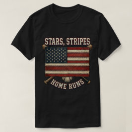USAフラグギフト: スター ストライプス ホームラン 野球 Tシャツ