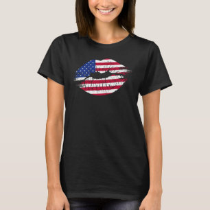 USAフラググランジリップ Tシャツ
