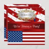USAフラグパーティの招待状赤白青 招待状 (正面/裏面)