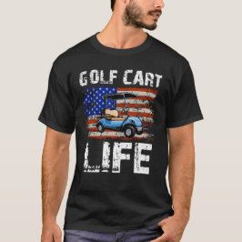 Usaフラグ付きおもしろいゴルフカート生活ゴルフカート Tシャツ