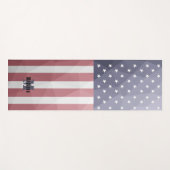 USAフラグ赤白青ジオメトリメッシュモノグラム ヨガマット (正面(横))