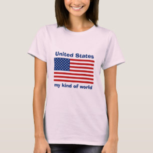 USAフラグ+地図+テキストTシャツ Tシャツ