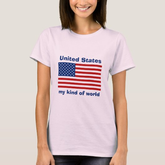 USAフラグ+地図+テキストTシャツ Tシャツ (正面)