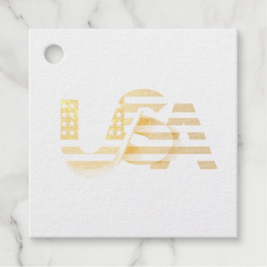 USAフラグ - 愛国的なUSAタイポグラフィ フェイバータグ (正面)