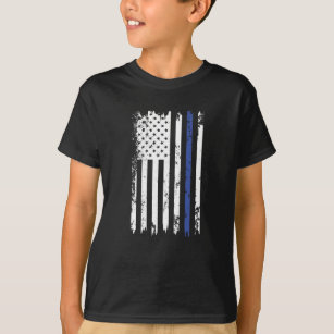 USAフラグ-青い細い線 Tシャツ
