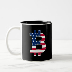 UsaフラグBitcoin-Bitcoin-Cryptocurrency-Blockchain ツートーンマグカップ