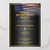 USAフラッグゴールドフォイルラグジュアリーブラック招待状 箔シーズンカード (正面)