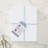 USAフラッグズ愛国的モノグラムクレストウェディングシャワー ギフトタグ (より糸つき)