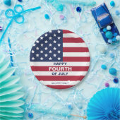USAフラッグハッピー7月4日カスタム文字 ペーパープレート (パーティー)