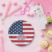 USAフラッグハッピー7月4日カスタム文字 ペーパープレート (パーティー)