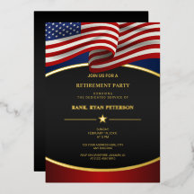 USAフラッグフォイルカーブラインラグジュアリーブラック招待状