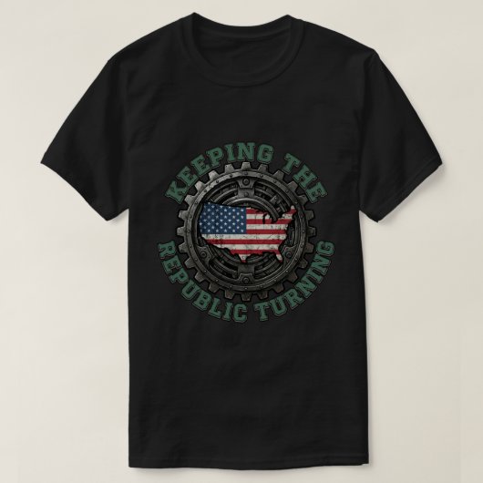 USAマップギア共和国を動かすレイバーデー Tシャツ (デザイン正面)