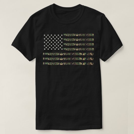 USAミリタリーカモフラッグ  Tシャツ (デザイン正面)