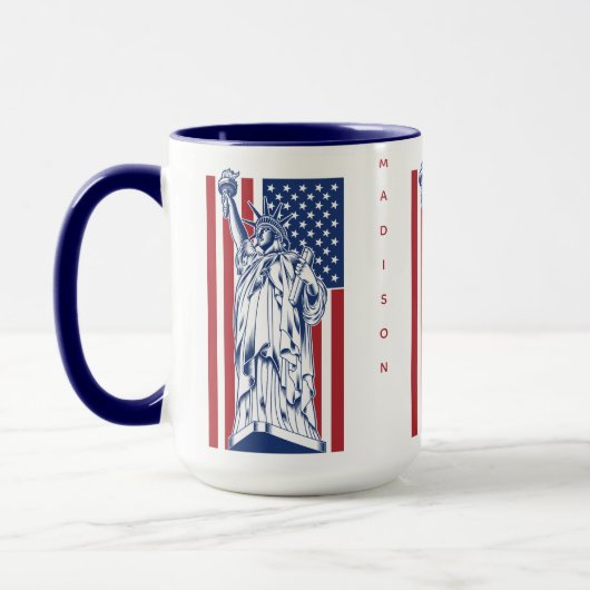 USAリバティ名前をカスタムするマグ マグカップ (左)