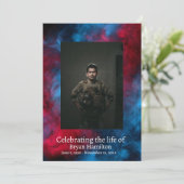 USAレッドブルー軍隊退役軍人葬儀祈りの言葉カード 招待状 (スタンド正面)