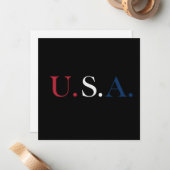 USAレッドホワイトアンドブルーレタリングデザイン ノートカード (正面/裏面インサイチュ)