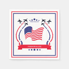 USAレッドホワイト&ブルー任意の大事な行事パーティー用品 スタンダードカクテルナプキン